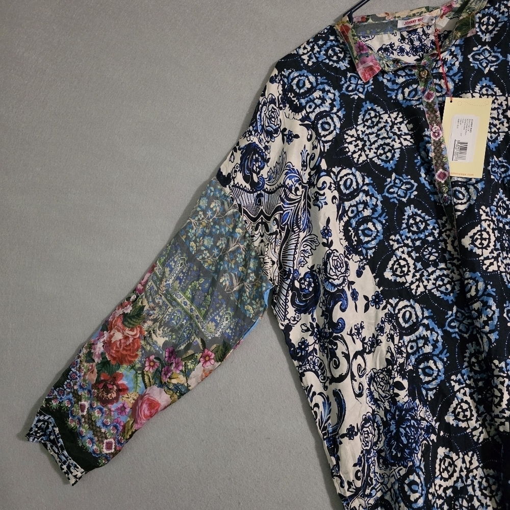NWT Johnny Was Multi Print Button Down Blouse C13217-9 Size Small - Picture 9 of 13